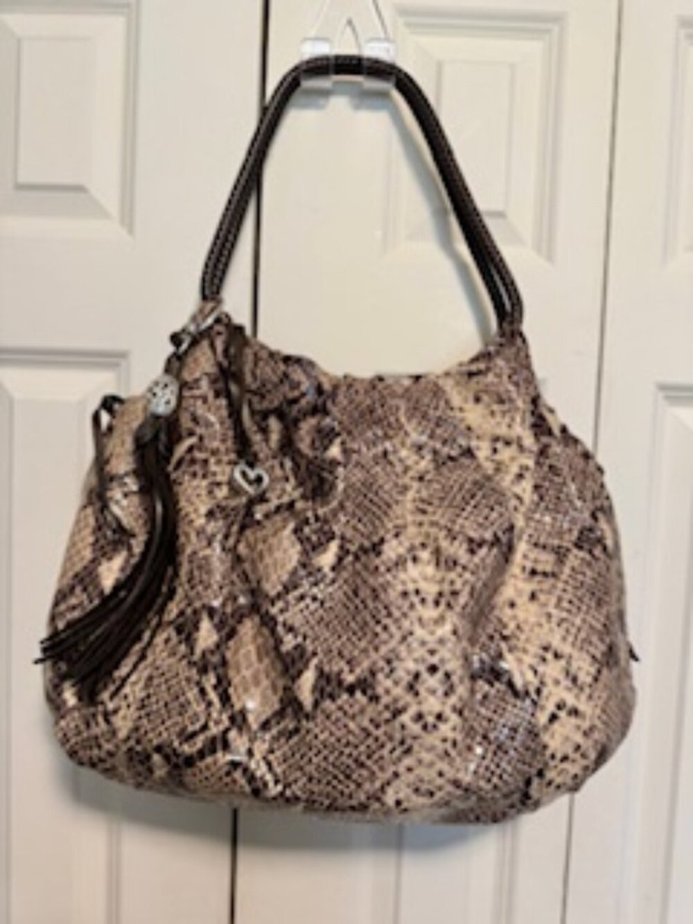 Brighton Nolita Python Snakeskin embossed  Print Hobo Shoulder Bag